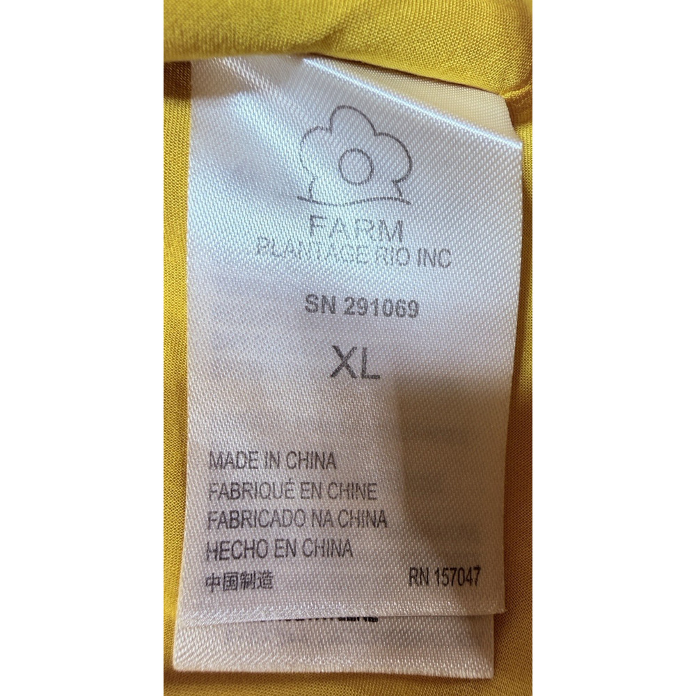 Farm Rio Yellow Tropical Leaf O-Ring Cut Out Midi Dress Resortwear Boho SZ XL - Picture 10 of 15